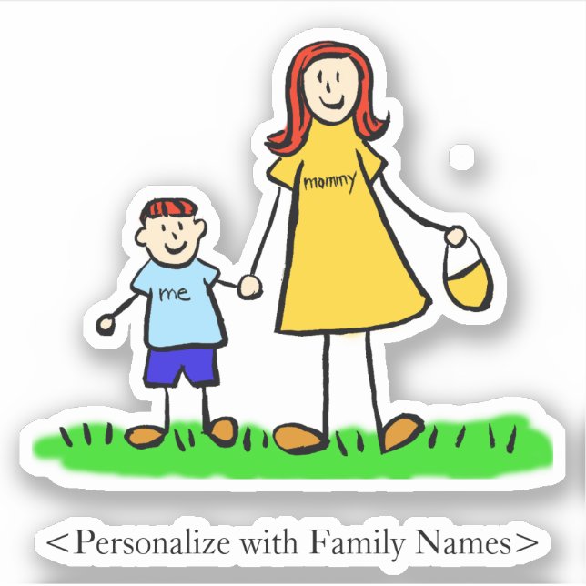 Pegatina El niño Personalizado de mamá Redhead Family Decal (Anverso)