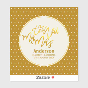 Pegatina El nuevo Sr. y la Sra. (nombre, fecha) Boda Decor