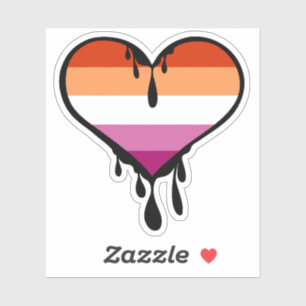 Pegatina El orgullo de las lesbianas y el corazón derramado