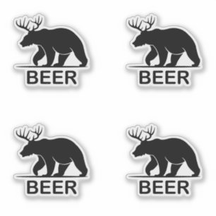 Pegatina El oso ciervo hace de la cerveza un animal diverti