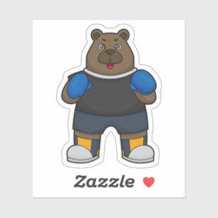 Pegatina El oso como boxeador con guantes de boxeo