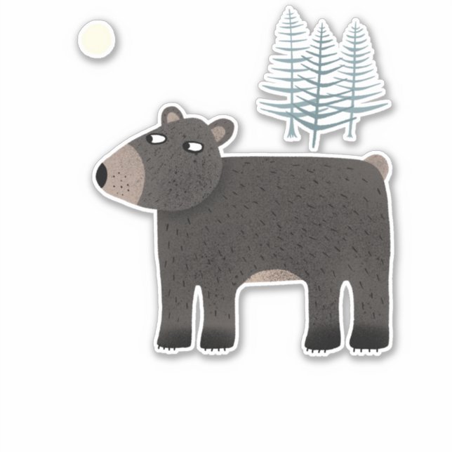 Pegatina El oso de los árboles y la luna (Anverso)