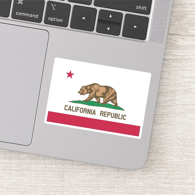 Pegatina El oso grizzly y estrella de la República de Calif (Detalle)