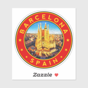 Pegatina El paisaje urbano de Barcelona con la Sagrada Fami