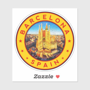 Pegatina El paisaje urbano de Barcelona con la Sagrada Fami