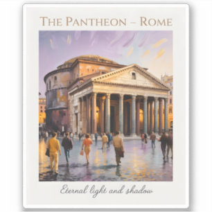 Pegatina El Panteón Roma Italia Acuarela Vintage Viajes