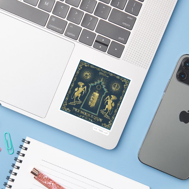 Pegatina El paseo del tapiz de la torre dorada Qilin (Ordenado portátil con iPhone)