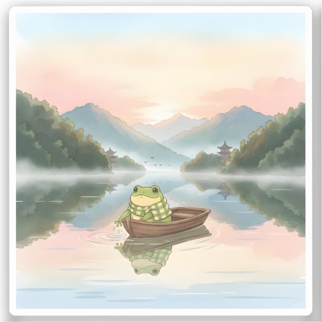 Pegatina El paseo tranquilo de Zochi en el lago Sun Moon (Anverso)