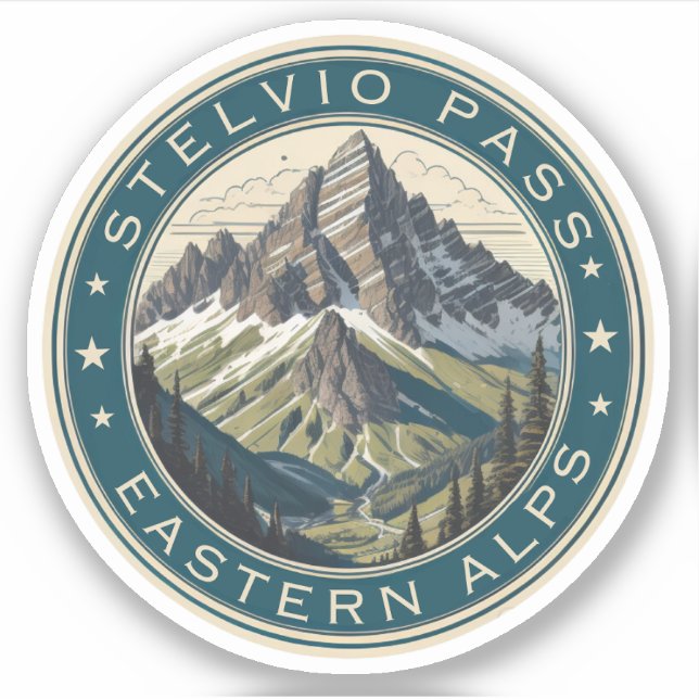 Pegatina El paso de la montaña Stelvio atraviesa Italia Sui (Anverso)