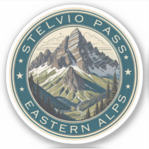 Pegatina El paso de montaña Stelvio Italia  Suiza 