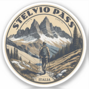 Pegatina El paso de montaña Stelvio Pass Italia  Suiza 