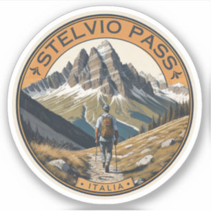 Pegatina El paso de montaña Stelvio Pass Italia  Suiza 