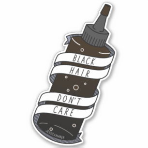 Pegatina El pelo negro no le importa la botella de tinta Pe