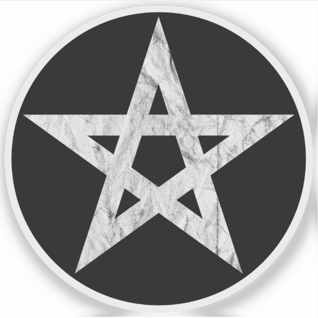 Pegatina El pentagrama (cosecha blanca sobre negro) (Anverso)
