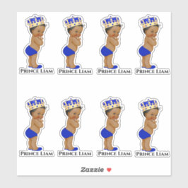 Pegatina El pequeño príncipe bebé niño Royal Blue Gold Crow