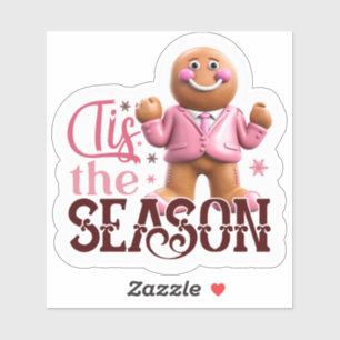 Pegatina ¡El personaje de Gingerbread Rosa Celebra!