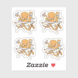 Pegatina El planchado de pulpo, abrumado por las tareas.