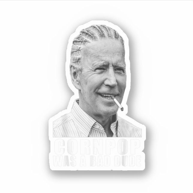Pegatina El Pop De Maíz Era Un Hombre Mal Biden Gracioso (Anverso)