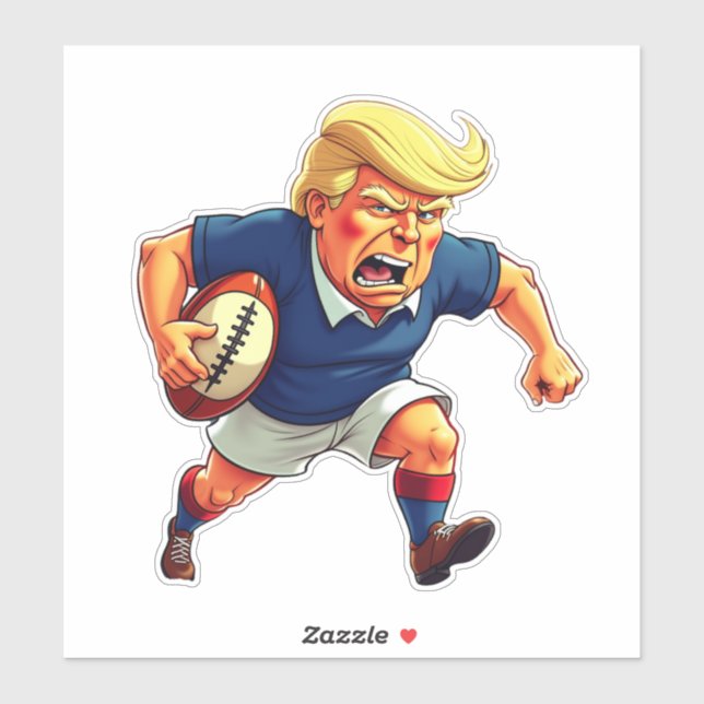 Pegatina El presidente Donald Trump juega al rugby (Hoja)