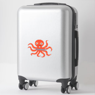 Pegatina El pulpo sonriente rojo agudo Thunder_Cove
