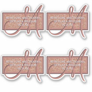 Pegatina El purpurina subió monograma del oro agradece le 