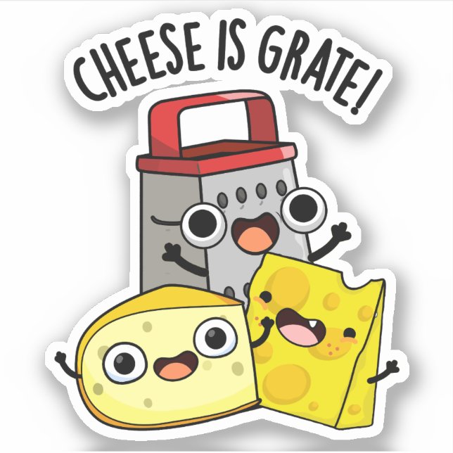 Pegatina El Queso Es Grate Funny Food Pun (Anverso)