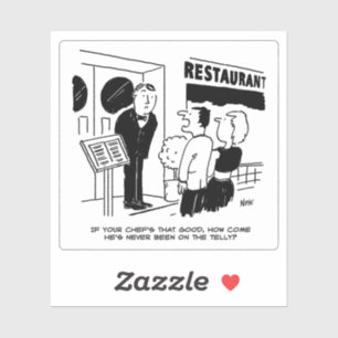 Pegatina El restaurante Couple Visiting pregunta por el Per