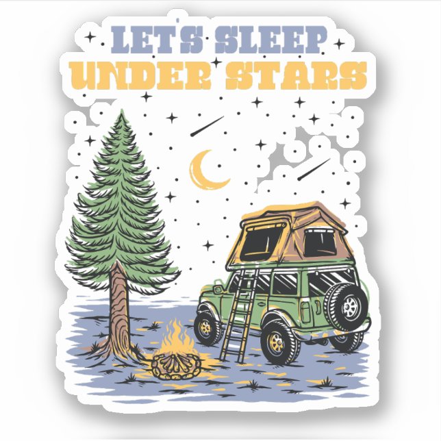 Pegatina El Retro Aburrido Descanso Dormamos Bajo Las Estre (Anverso)