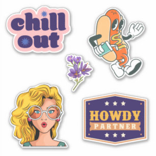 Pegatina El retro colorido Howdy Happy personalizado Scrapb