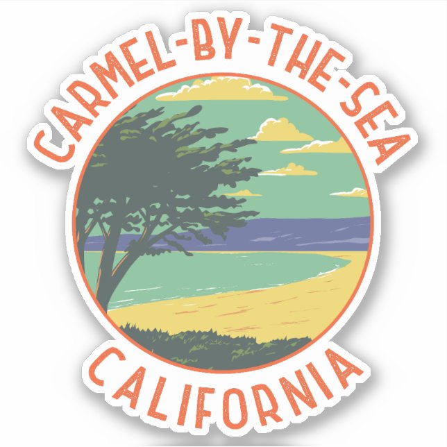 Pegatina El retro de Carmel-by-the-Sea California con probl (Anverso)
