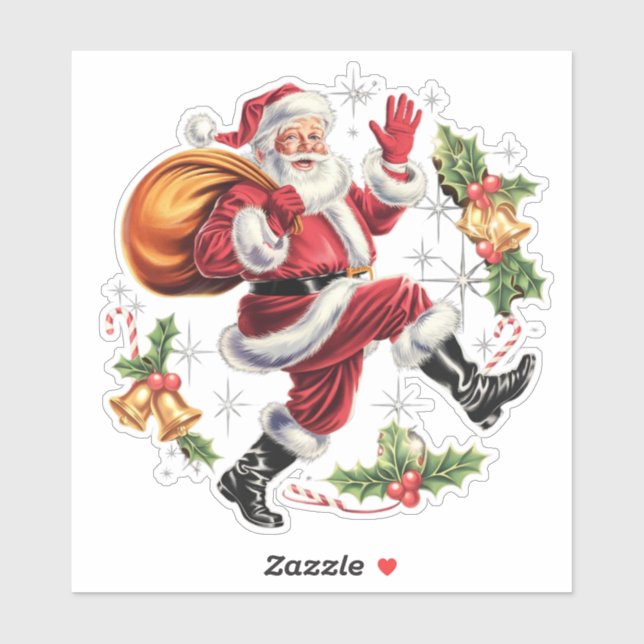 Pegatina El retro Santa Claus con un giro festivo (Hoja)