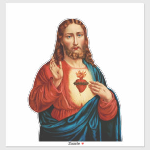 Pegatina El Sagrado Corazón De Jesús Retrato De Arte Fino