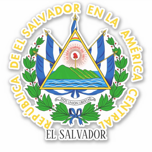 Pegatina El Salvador Patria Del Escudo Nacional De Armas (Anverso)