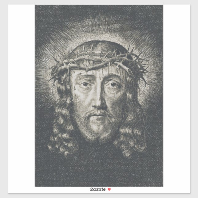 Pegatina El Santo Rostro coronado de espinas (Hoja)