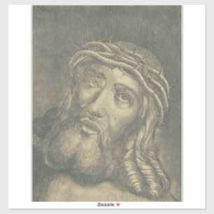 Pegatina El Santo Rostro De Jesús Arte Monocromático