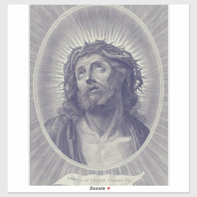Pegatina El Santo Rostro De Jesús Con Corona De Espinas Art (Hoja)