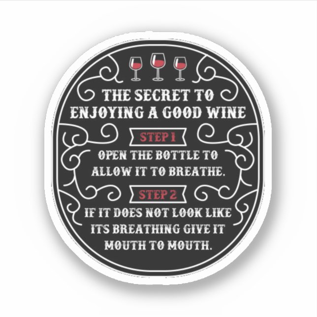 Pegatina El Secreto Para Disfrutar Del Buen Vino (Anverso)