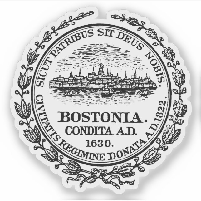 Pegatina El sello de Boston, Massachusetts (Anverso)