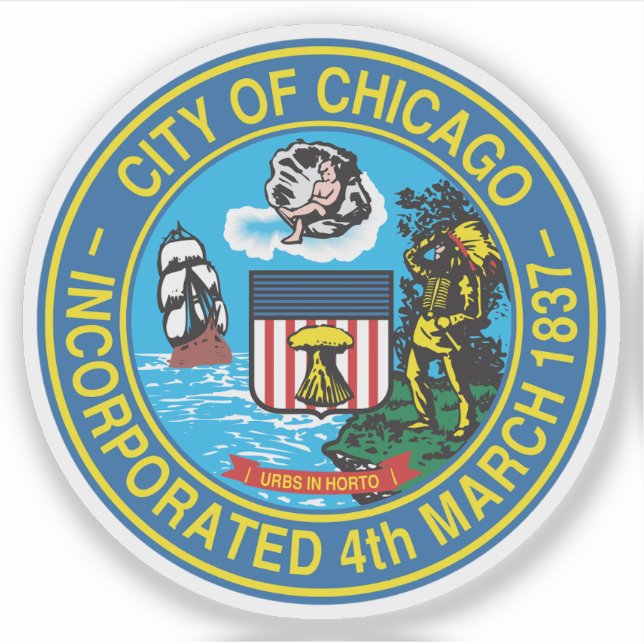 Pegatina El sello de Chicago, Illinois (Anverso)