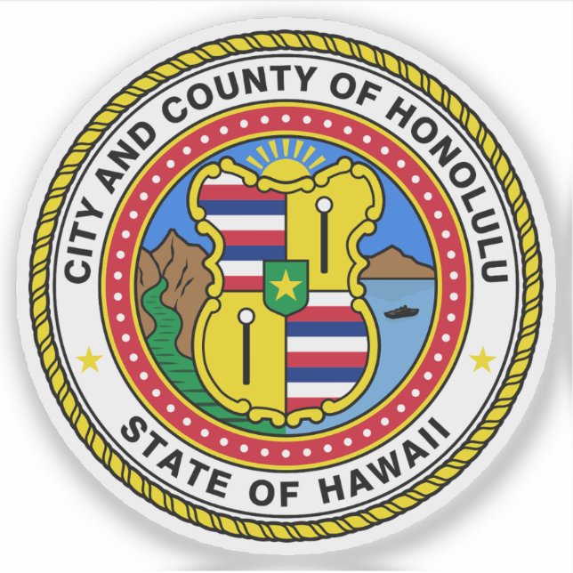 Pegatina El sello de Honolulu, Hawaii (Anverso)