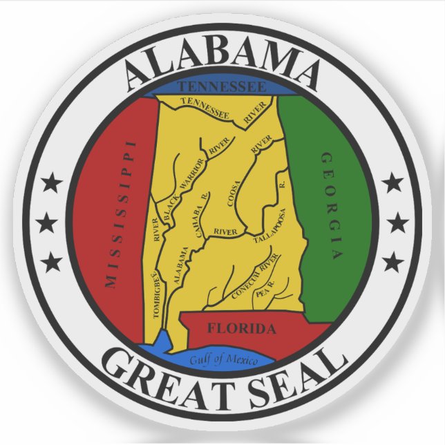 Pegatina El sello del estado de Alabama (Anverso)