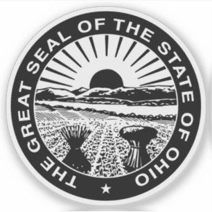 Pegatina El sello del estado de Ohio (versión b&w)