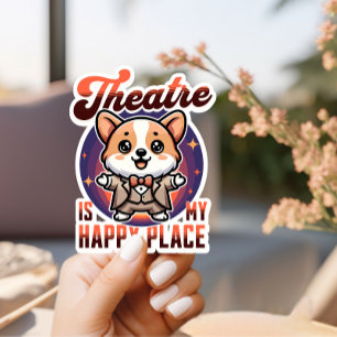 Pegatina El teatro Cute Corgi es mi lugar feliz