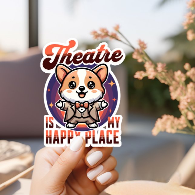 Pegatina El teatro Cute Corgi es mi lugar feliz (Subido por el creador)