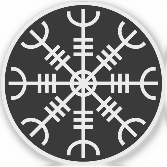 Pegatina El timón de Awe - Aegishjalmur (blanco sobre negro (Anverso)