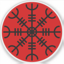 El timón de Awe - Aegishjalmur (negro sobre rojo)