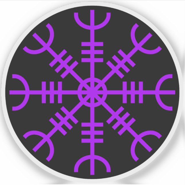 Pegatina El timón de Awe - Aegishjalmur (púrpura sobre negr (Anverso)