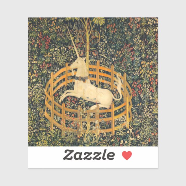 Pegatina El unicornio en cautiverio (Hoja)