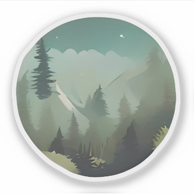 Pegatina El Valle de la Montaña Misty: Un Silvestre Tranqui (Anverso)