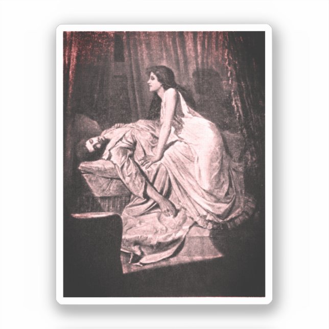 Pegatina El vampiro (Philip Burne-Jones, 1897) (Anverso)